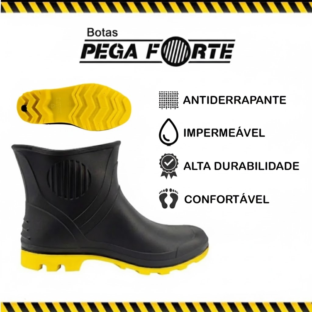 BOTA PVC CANO CURTO PRETA PEGA FORTE CA 46452 - Image 4